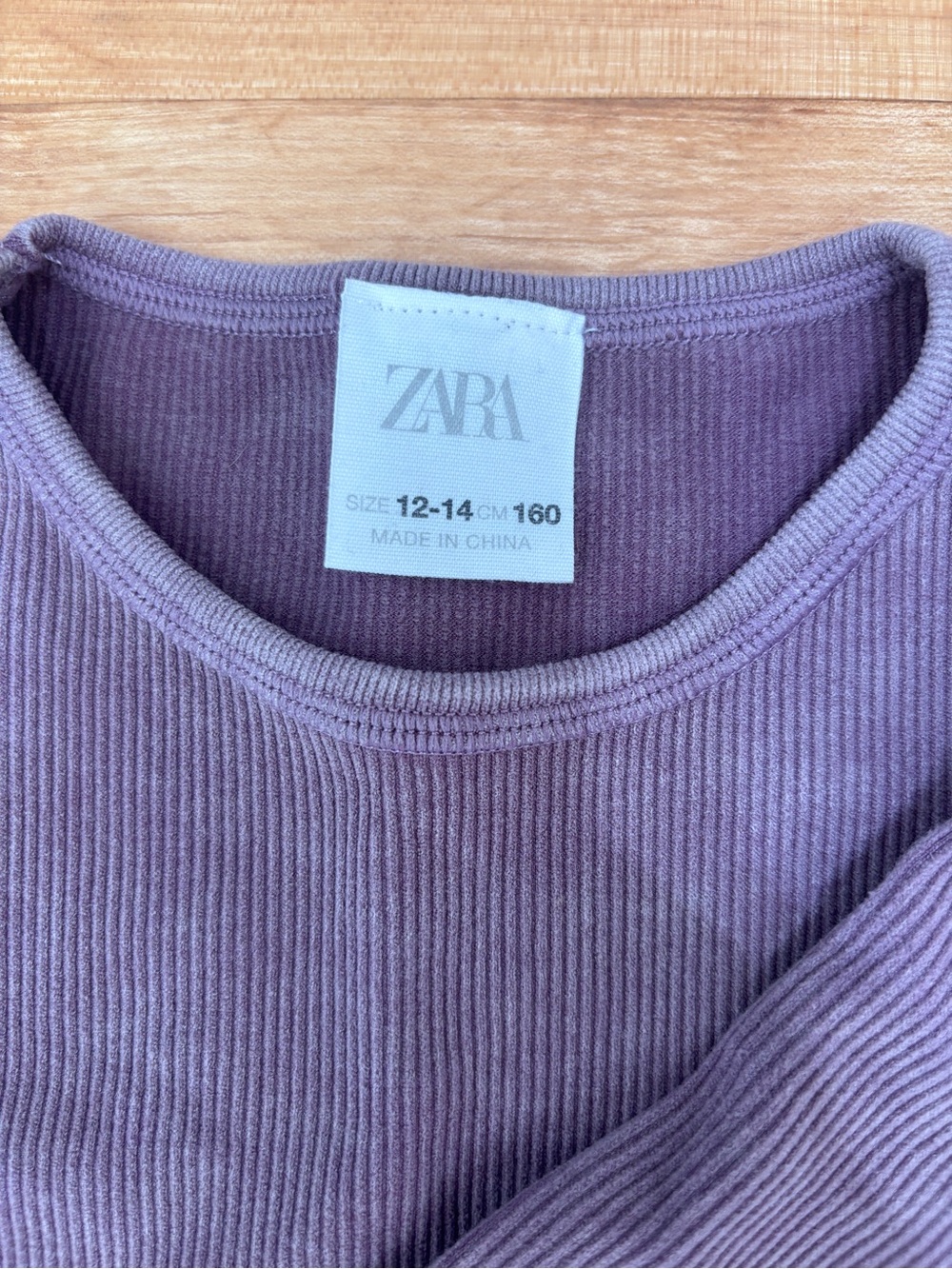 ZARA Girls Long Sleeve Crop Top Sz 12-14